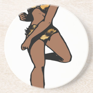 leopard print african pin up coaster