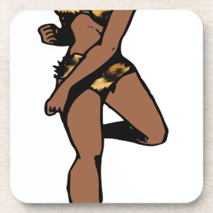 leopard print african pin up coaster