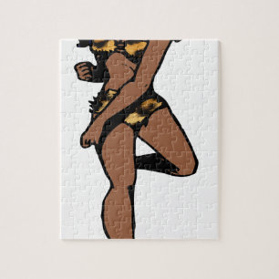 leopard print african pin up jigsaw puzzle