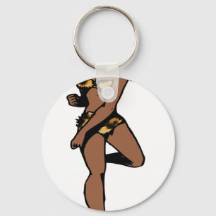 leopard print african pin up key ring