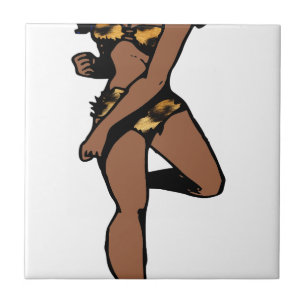 leopard print african pin up tile
