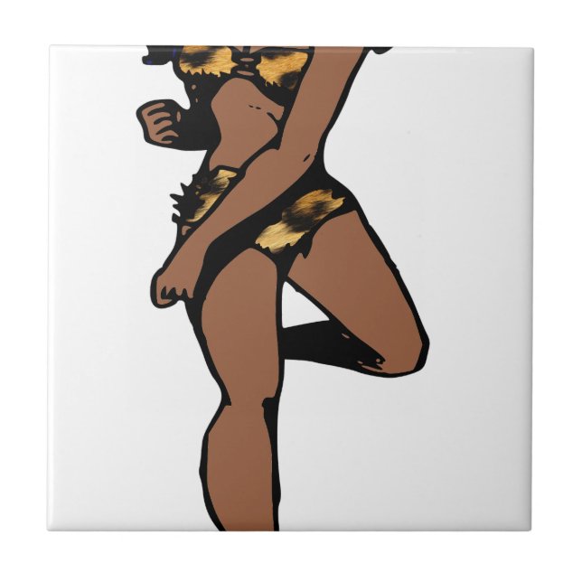 leopard print african pin up tile (Front)