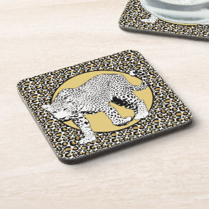 Leopard print all-over design coaster