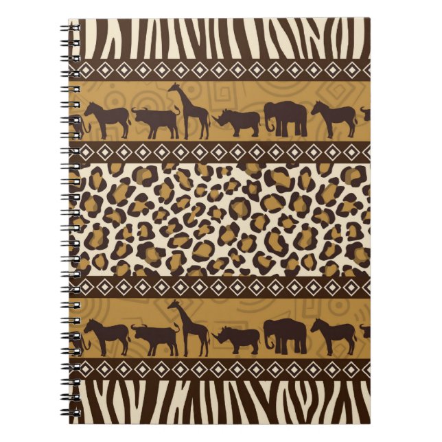 Leopard Print and African Animals Notebook (Front)