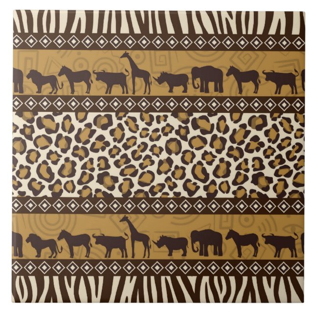 Leopard Print and African Animals Tile (Front)