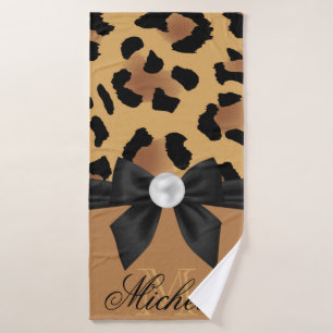 Leopard Print and Bow Bath Towel