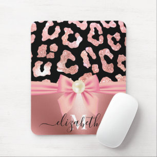 Leopard Print and Bow Mouse Pad