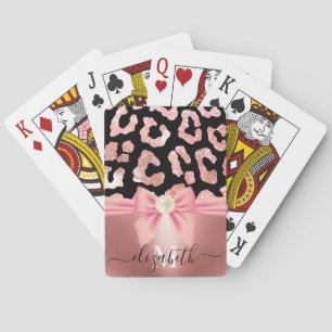 Leopard Print and Bow Playing Cards