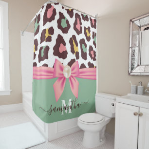 Leopard Print and Bow Shower Curtain
