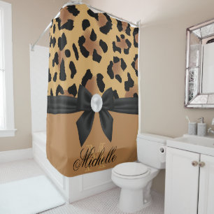Leopard Print and Bow Shower Curtain