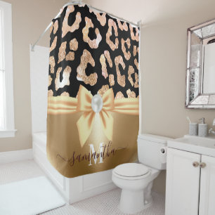 Leopard Print and Bow Shower Curtain