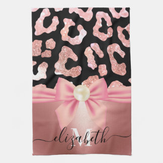 Leopard Print and Bow Tea Towel