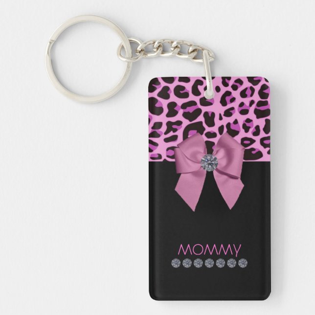 Leopard Print and Diamonds Key Ring (Front)