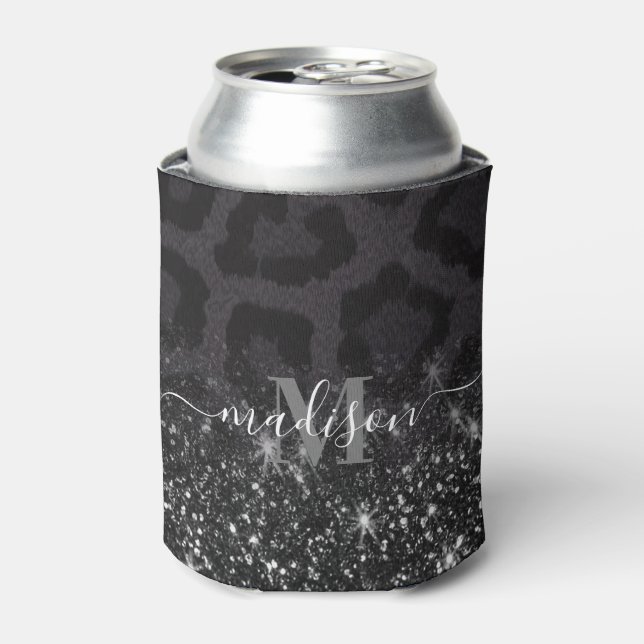 Leopard Print and Glitter Can Cooler (Can Front)