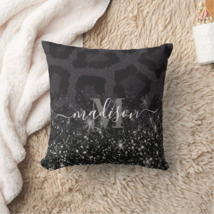 Leopard Print and Glitter Cushion