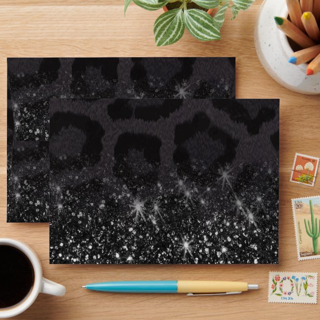 Leopard Print and Glitter Envelope (Desk)