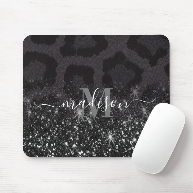Leopard Print and Glitter Mouse Pad (With Mouse)