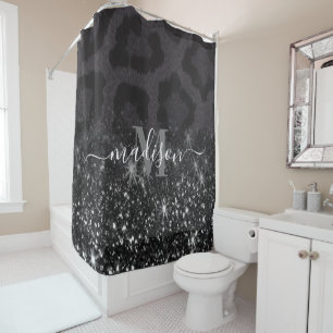 Leopard Print and Glitter Shower Curtain