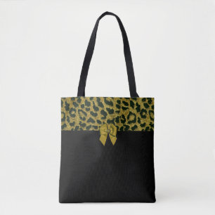 Leopard Print and Jewelled Bow Tote Bag
