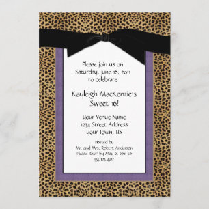 Leopard Print and Purple Sweet 16 Invitation