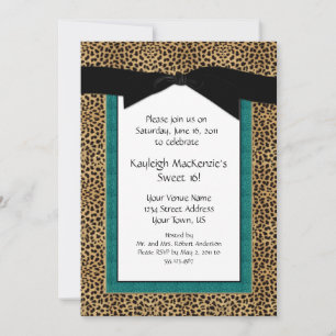 Leopard Print and Turquoise Sweet 16 Invitation