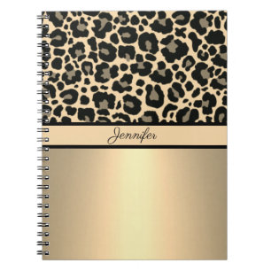 Leopard Print Animal Cheetah Gold Trendy Safari Notebook