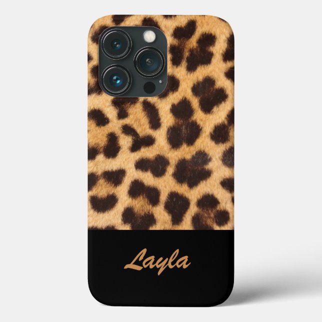 Leopard Print Animal Fur Personalised Name Case-Mate iPhone Case (Back)