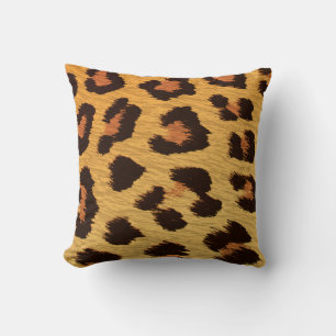 Leopard Print Animal  Gold & Brown Cheetah Skin Cushion