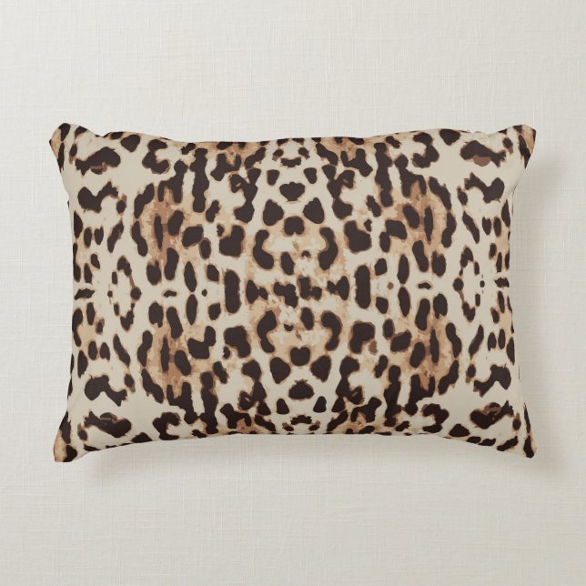 Leopard Print Animal Pattern Decorative Cushion (Front)
