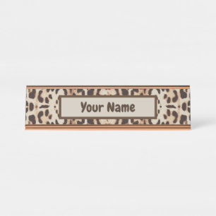 Leopard Print Animal Pattern Desk Name Plate