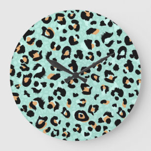 Leopard print, animal pattern large clock