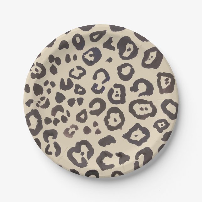 Leopard Print Animal Pattern Paper Plate (Front)