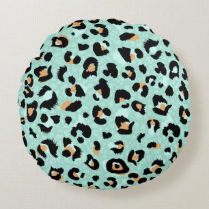Leopard print, animal pattern round cushion