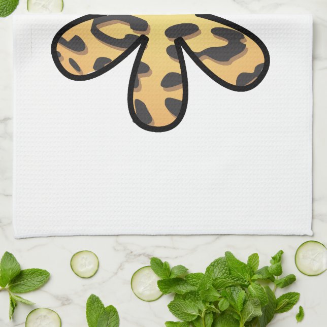Leopard Print, Animal Print, Brown Leopard, Flower Tea Towel (Folded)