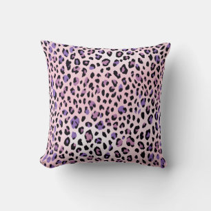 Leopard Print Animal Print Pastel Pink Purple Cushion