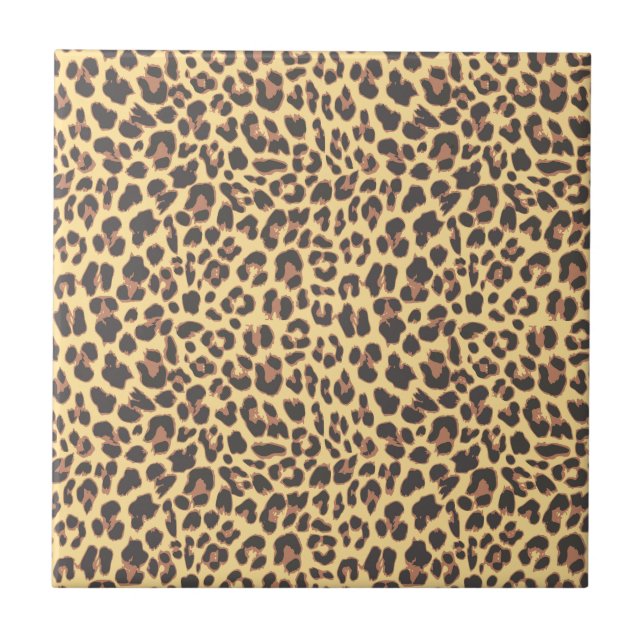 Leopard Print Animal Skin Pattern Ceramic Tile (Front)