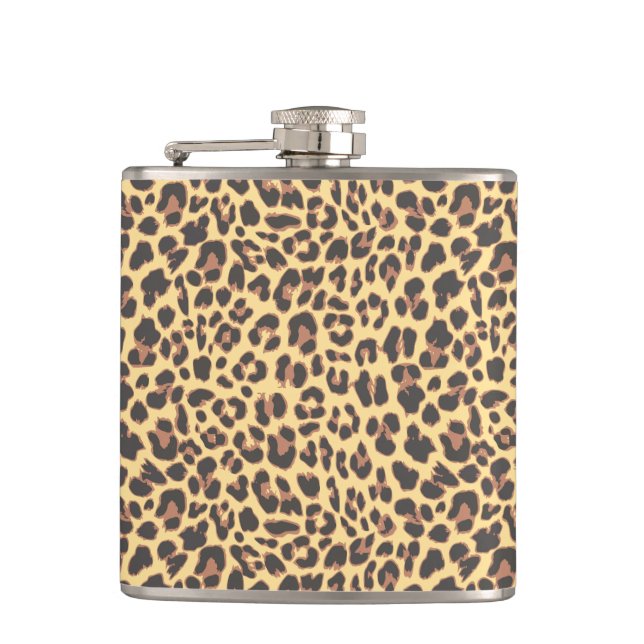 Leopard Print Animal Skin Pattern Hip Flask (Front)