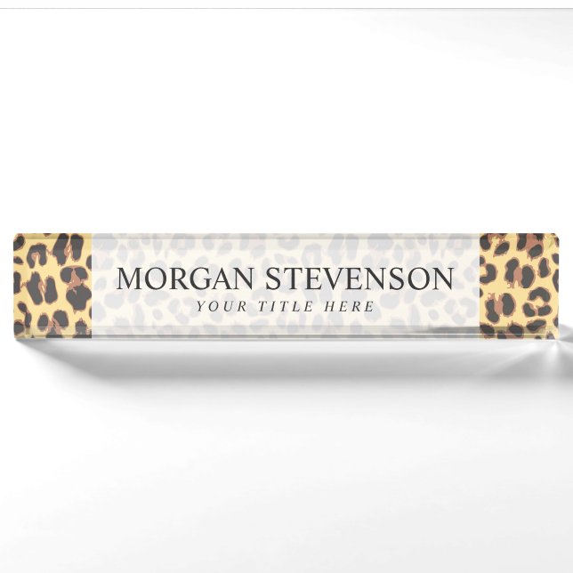 Leopard Print Animal Skin Pattern Nameplate (Front)