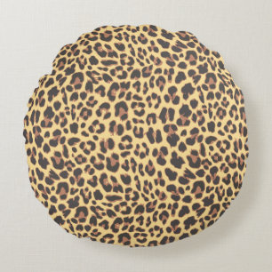 Leopard Print Animal Skin Pattern Round Cushion