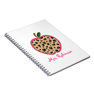 Leopard Print Apple Spiral Notebook For Teachers