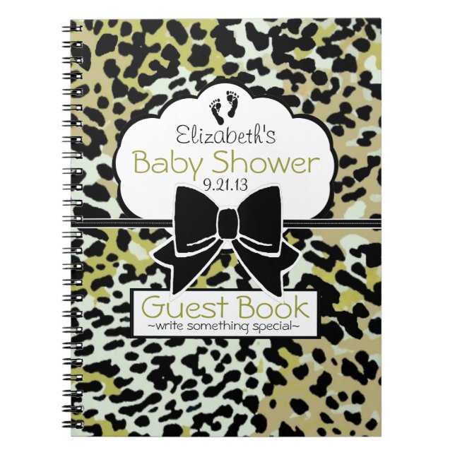 Leopard Print Baby Shower Guest Book- Notebook (Front)