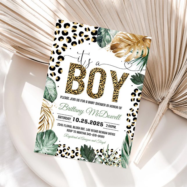 Leopard Print Baby Shower Invitation Wild One (Creator Uploaded)