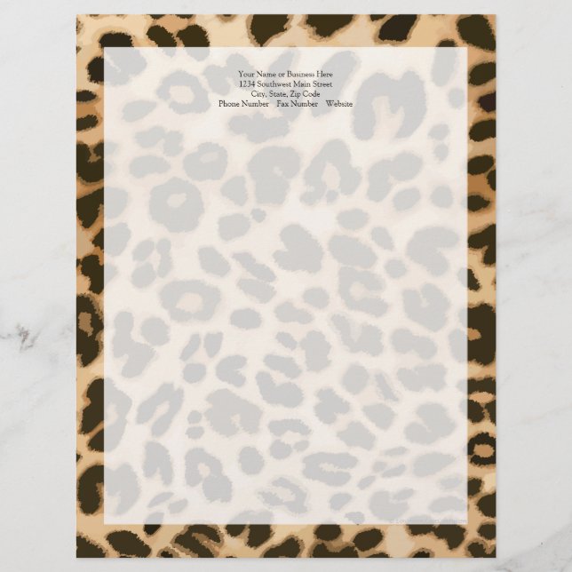 Leopard Print Background Letterhead Template (Front)