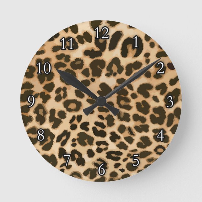 Leopard Print Background Round Clock (Front)