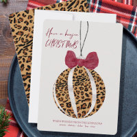 Leopard Print Bauble Burgundy Bow Boujee Christmas