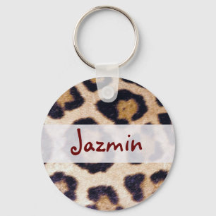 Leopard Print Big Cat Real Fur Pattern Design Key Ring
