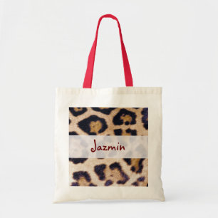 Leopard Print Big Cat Real Fur Pattern Design Tote Bag