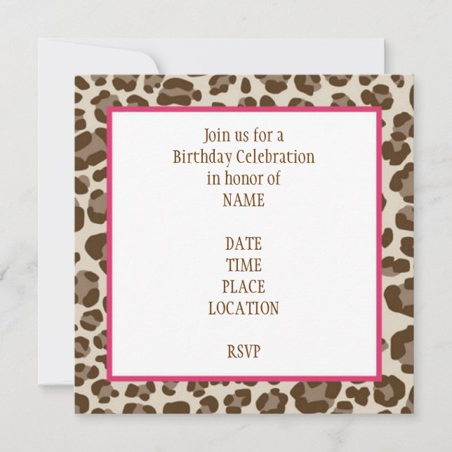 Leopard Print Birthday Invitation (Front)