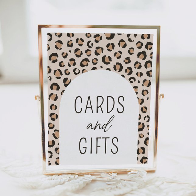 Leopard Print Birthday Party Cards and Gifts Sign (Creator Uploaded)