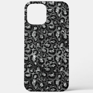 Leopard Print Black and Silver Grey iPhone 12 Pro Max Case